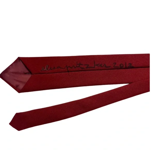 VINTAGE UNISEX Tie Collection’s Item Hand painted One of a kind, Skinny Burgundy - Picture 3 of 3